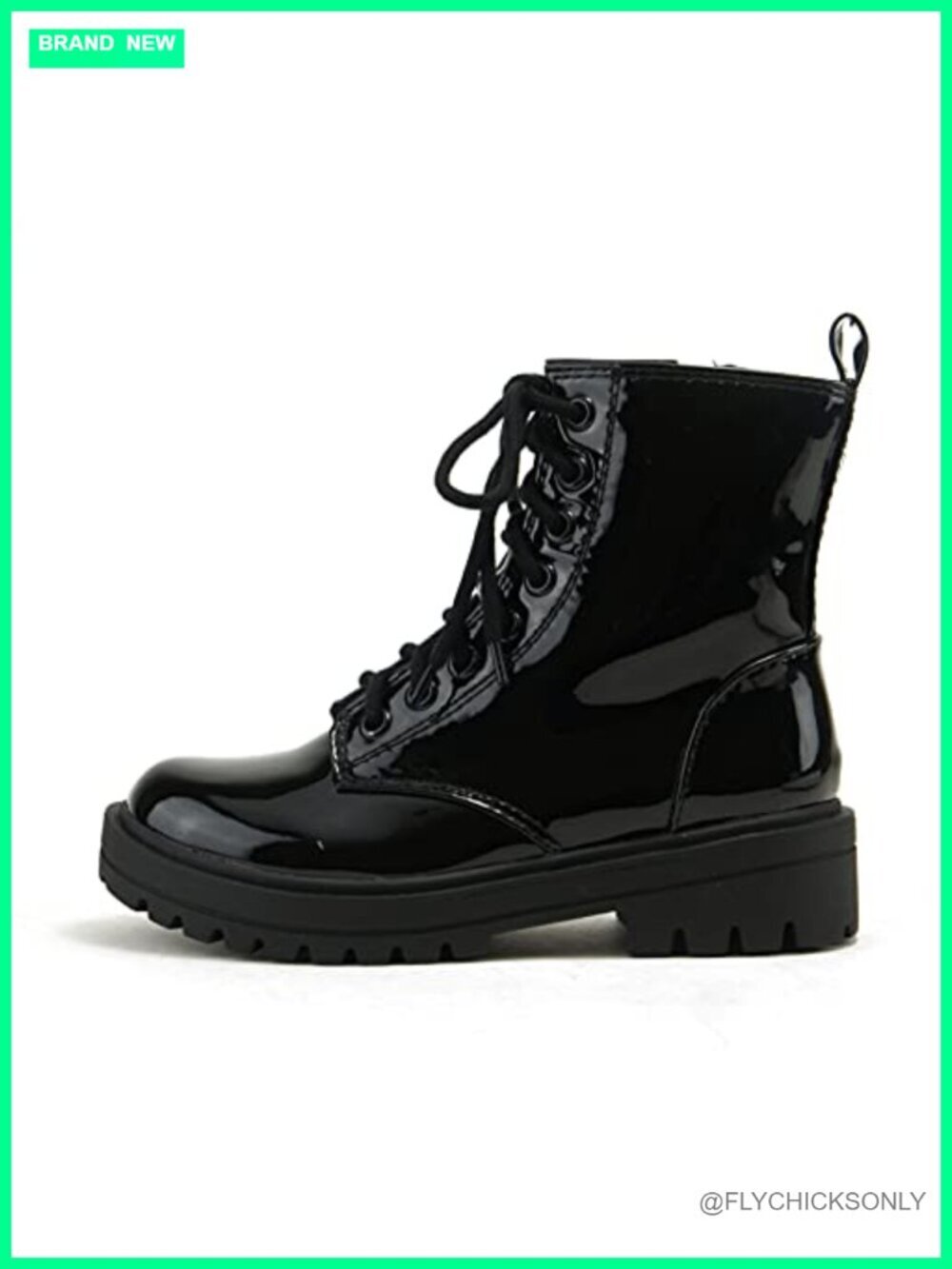 Lug Sole Combat Ankle Bootie Lace Up Side Zipper